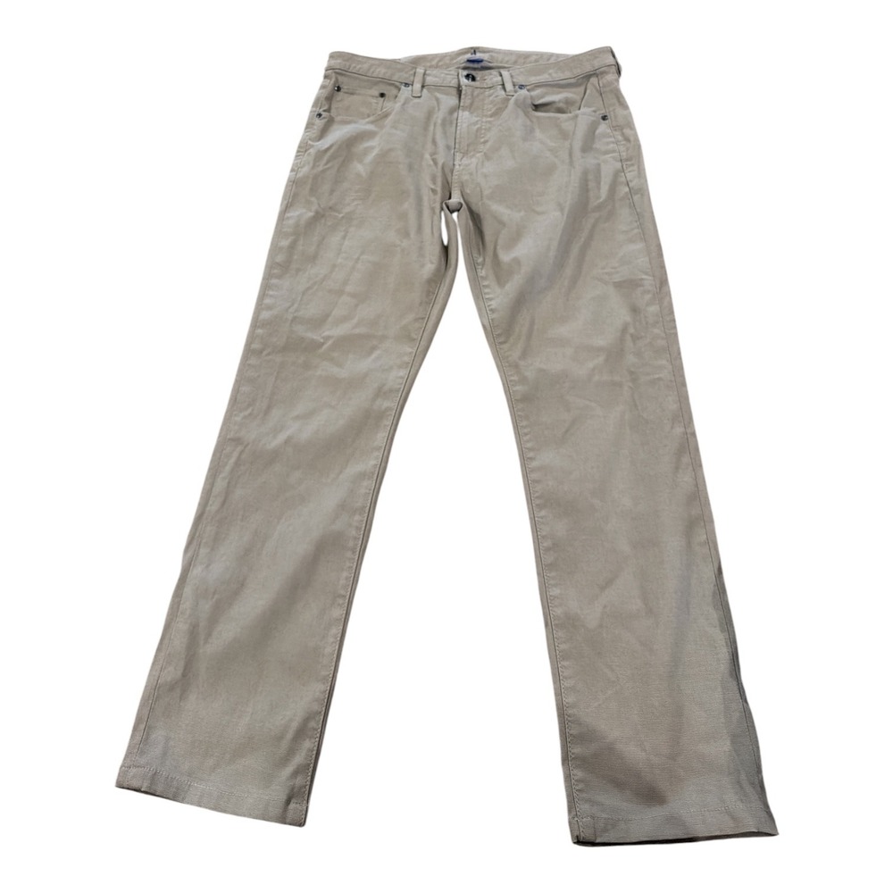 Johnnie-O Mens Cross Country Pants 34x 28 Stone Beige 5-Pocket Straight Stretch